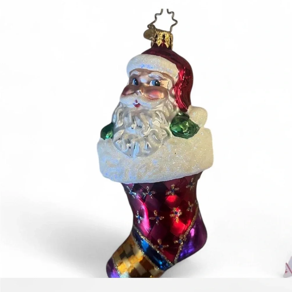 Christopher Radko Santa Stocking Clause Ornament - Red, Purple, and Gold